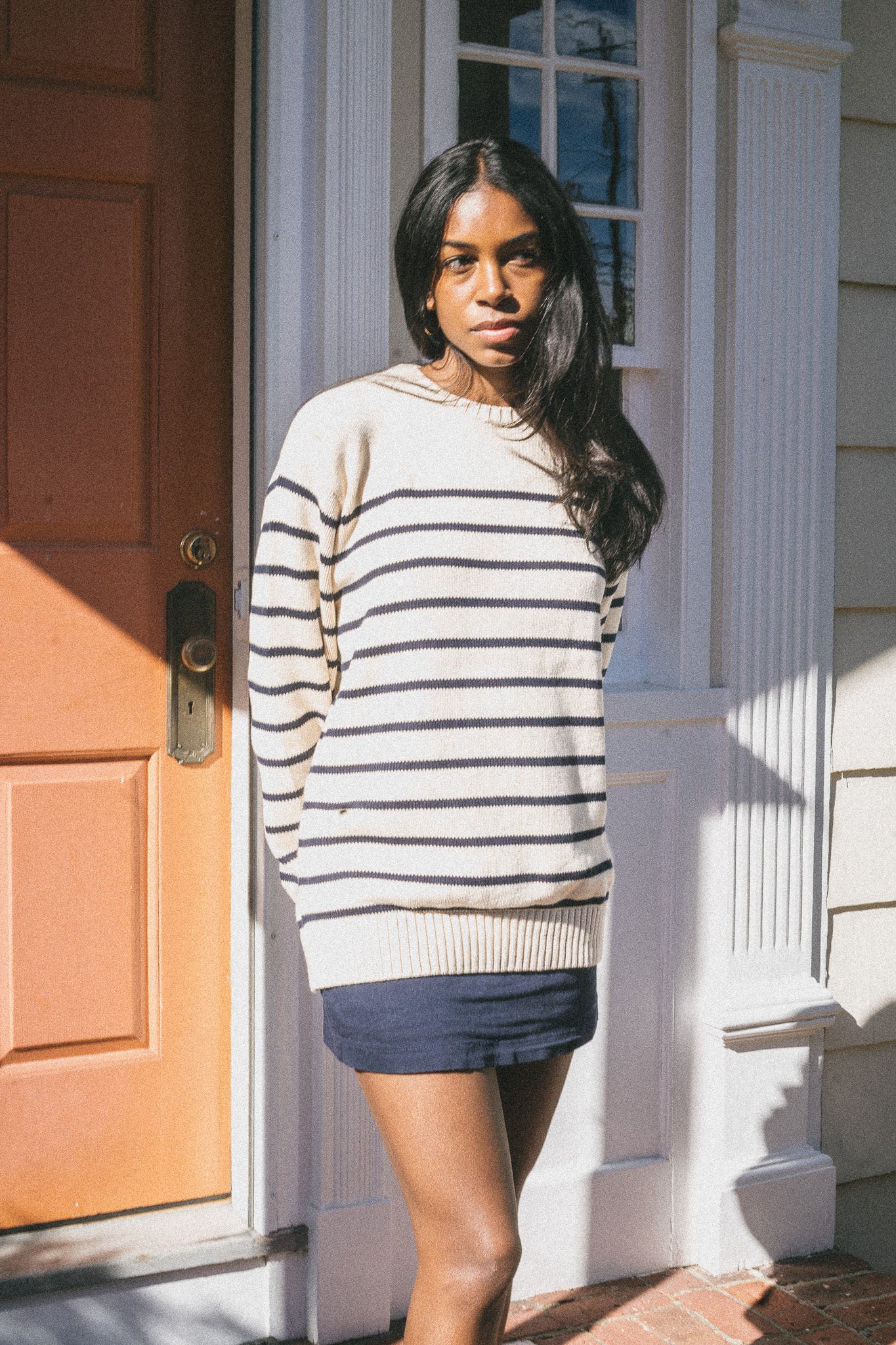 Ivory and Navy Stripes