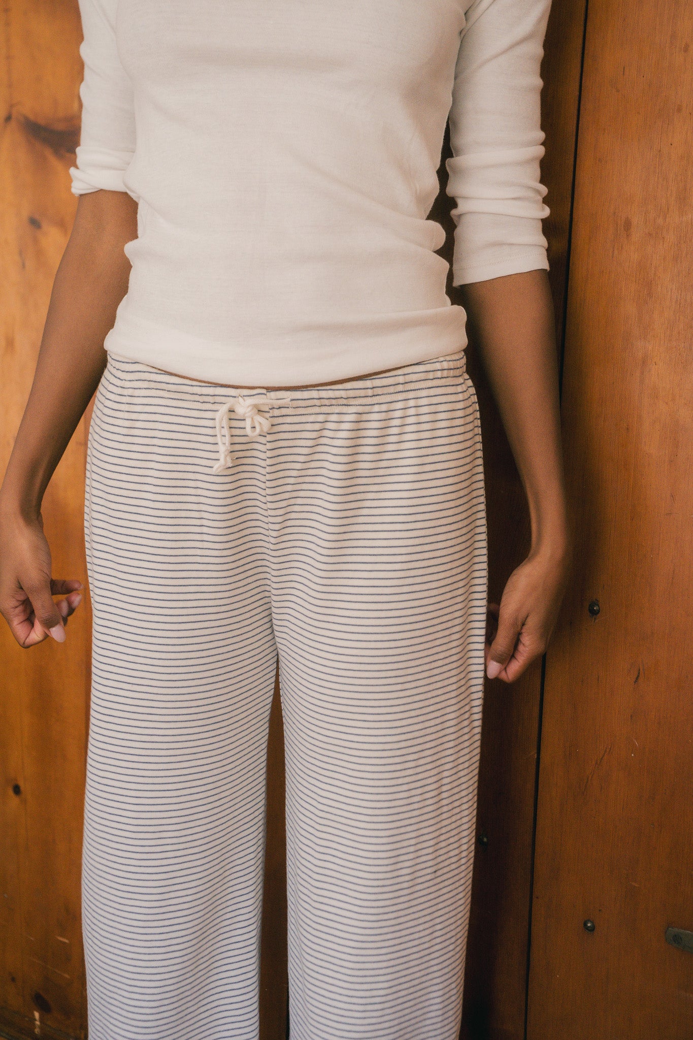White With Navy Stripes