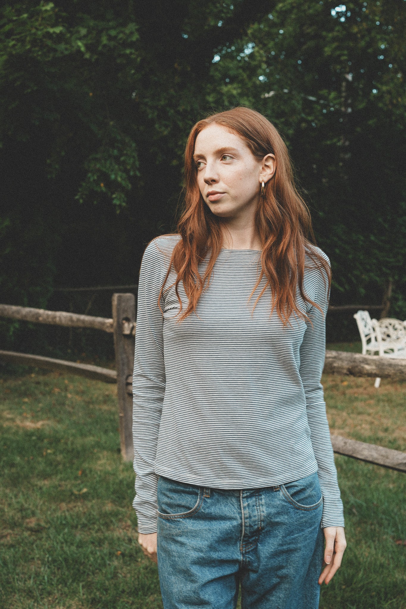 Navy Blue and White Thin Stripes