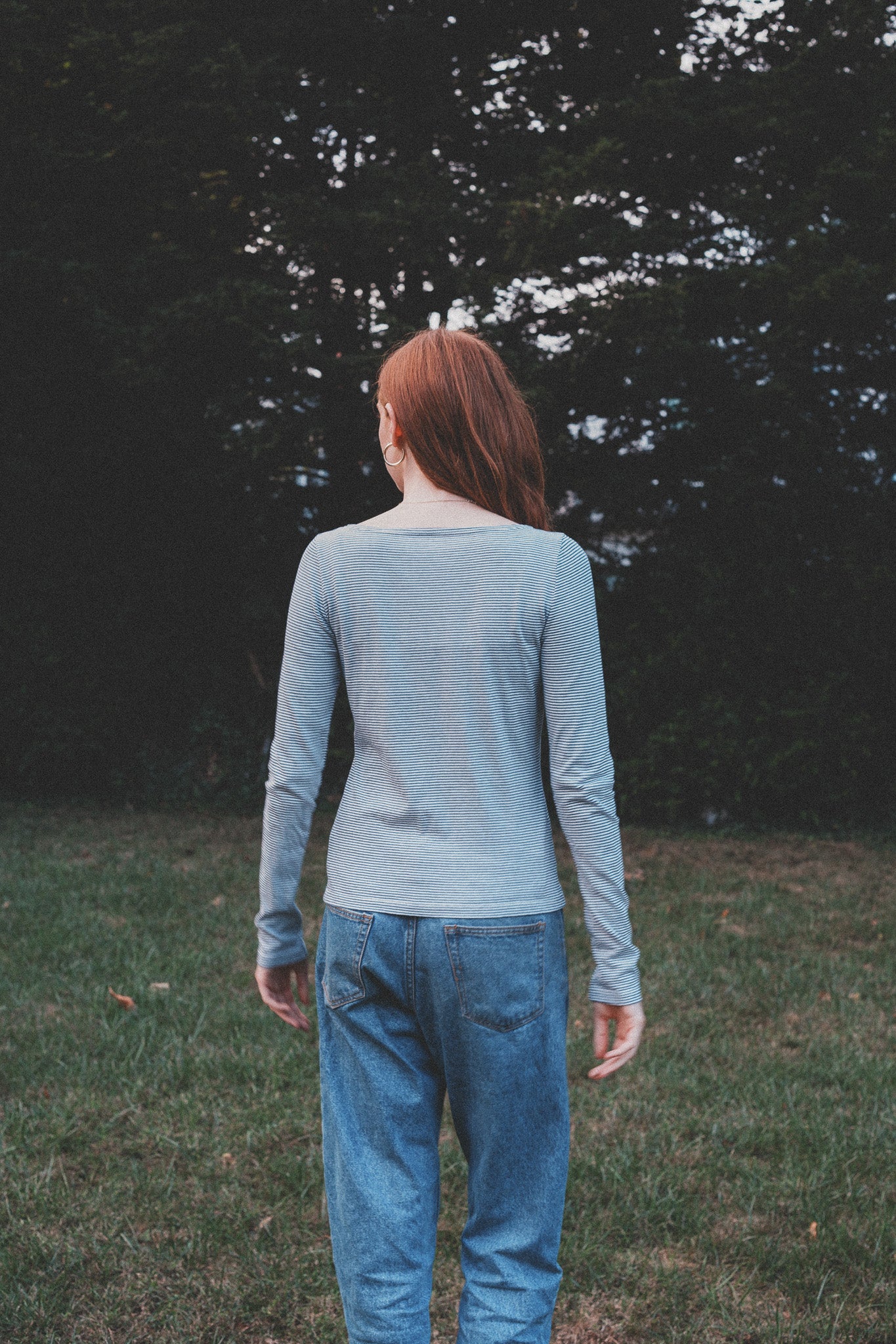 Navy Blue and White Thin Stripes