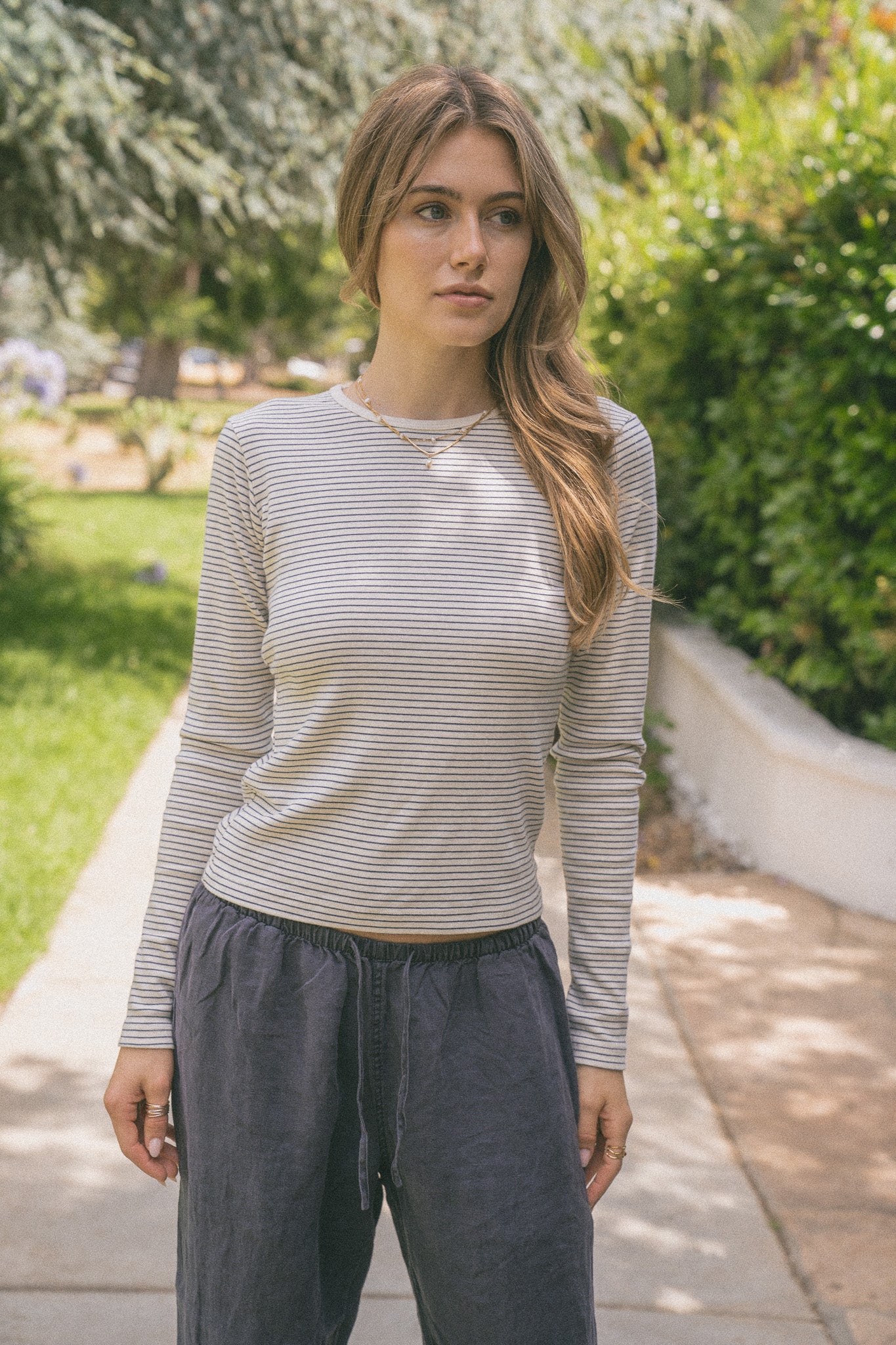 Cream And Navy Stripes