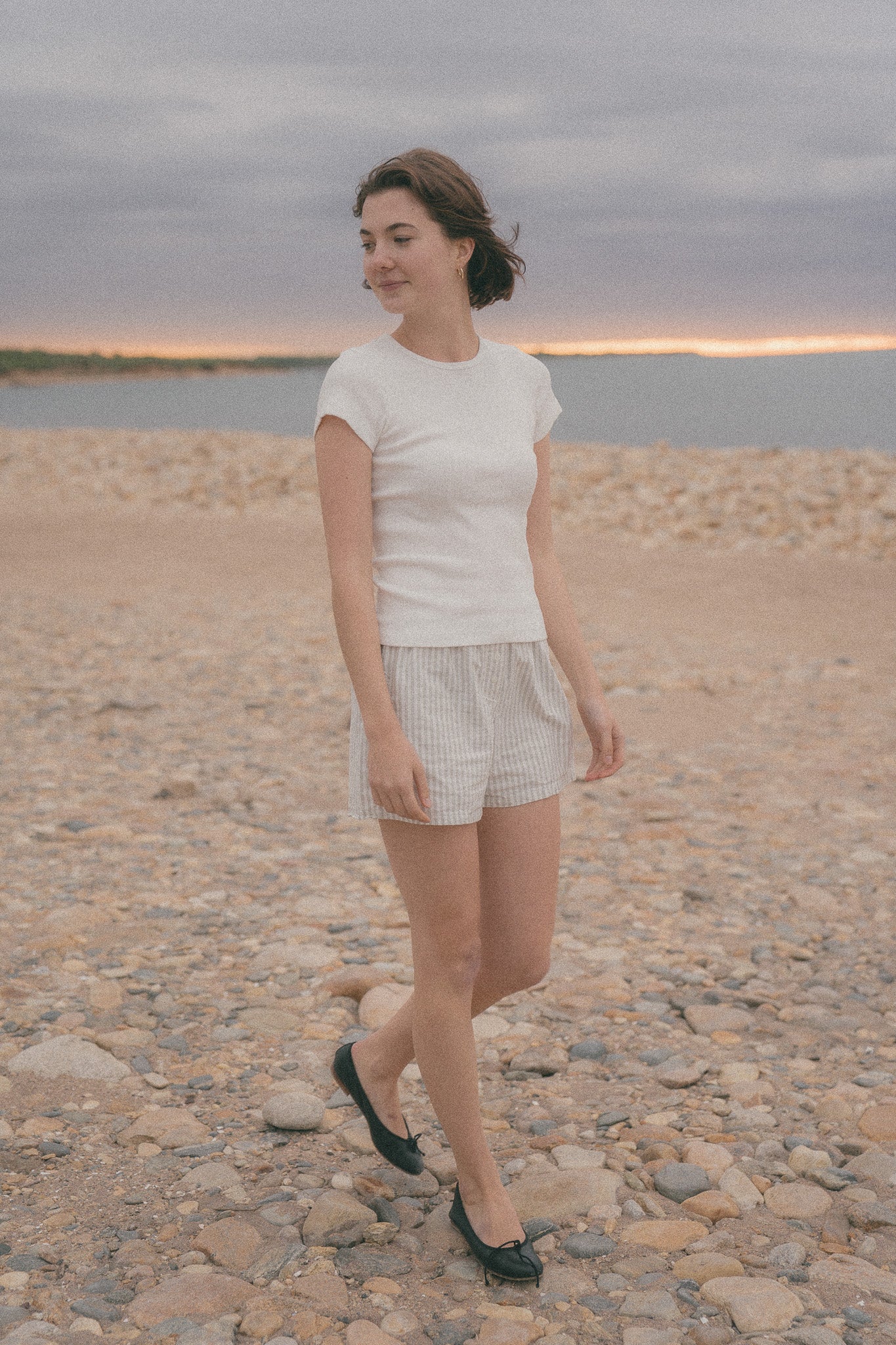 Sage And White Stripes