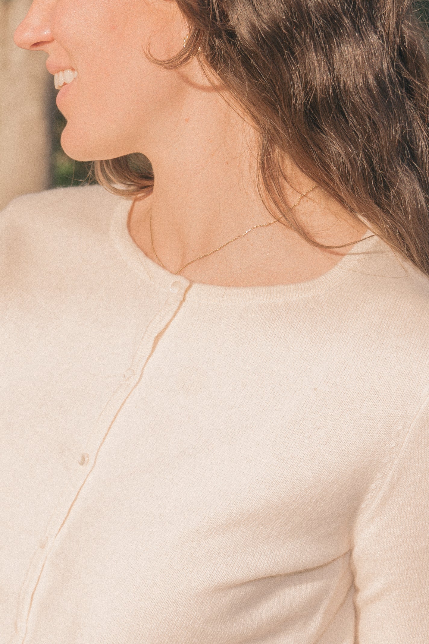 Chester Cashmere Blend Cardigan - Cream