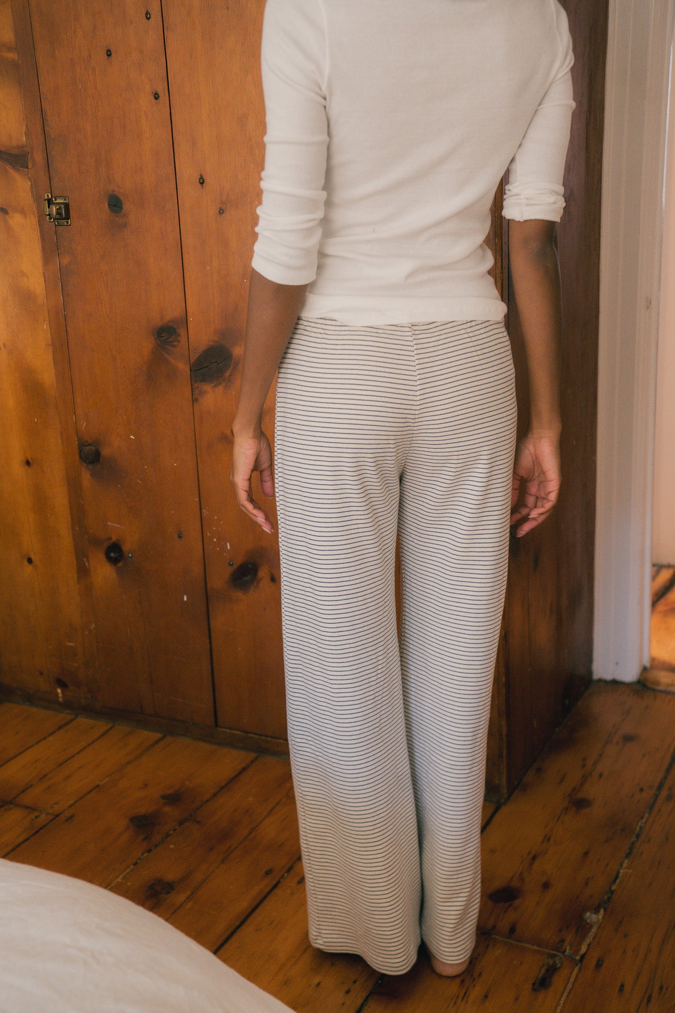 White With Navy Stripes