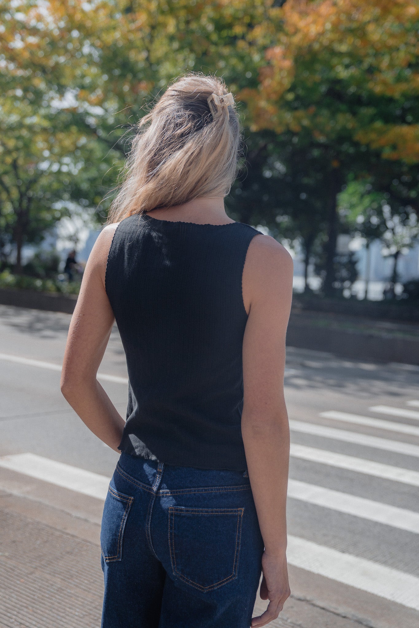 Hudson Pointelle Tank - Black