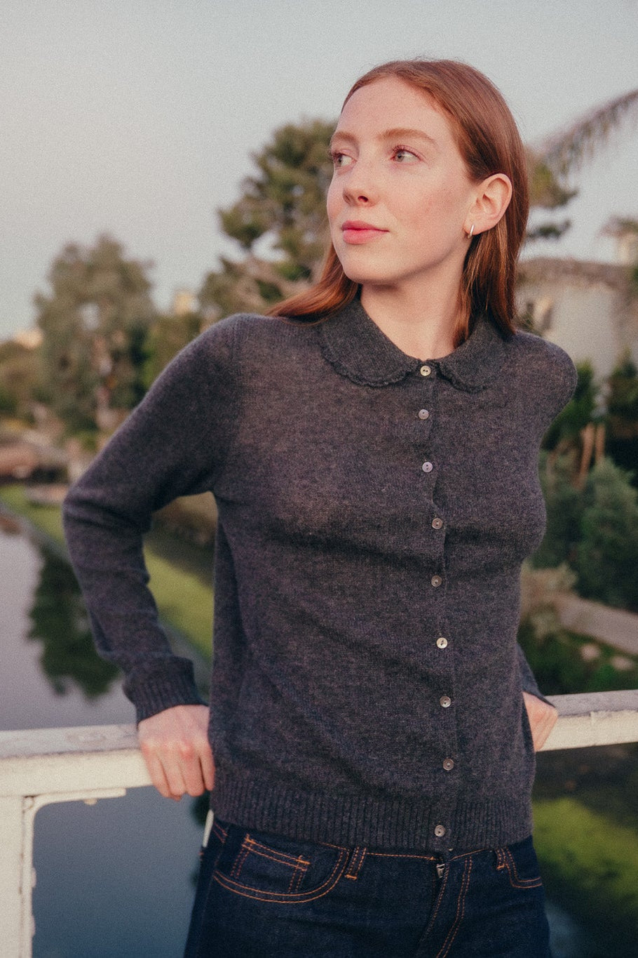 Oxford Cashmere Cardigan - Grey