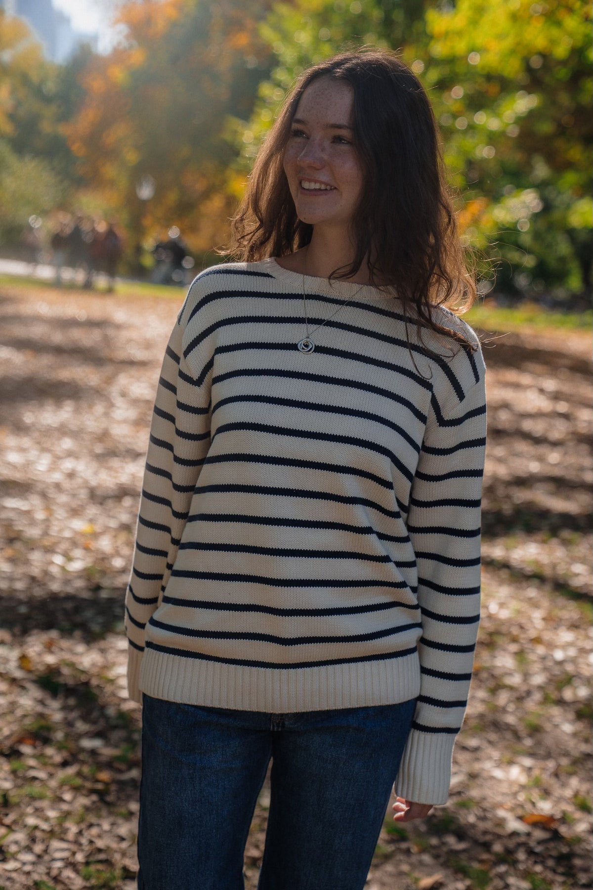 Ivory Navy Stripes 