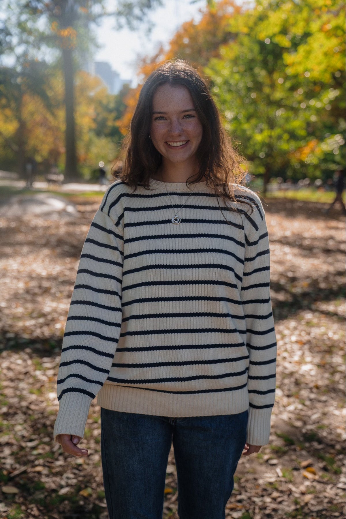 Ivory Navy Stripes 