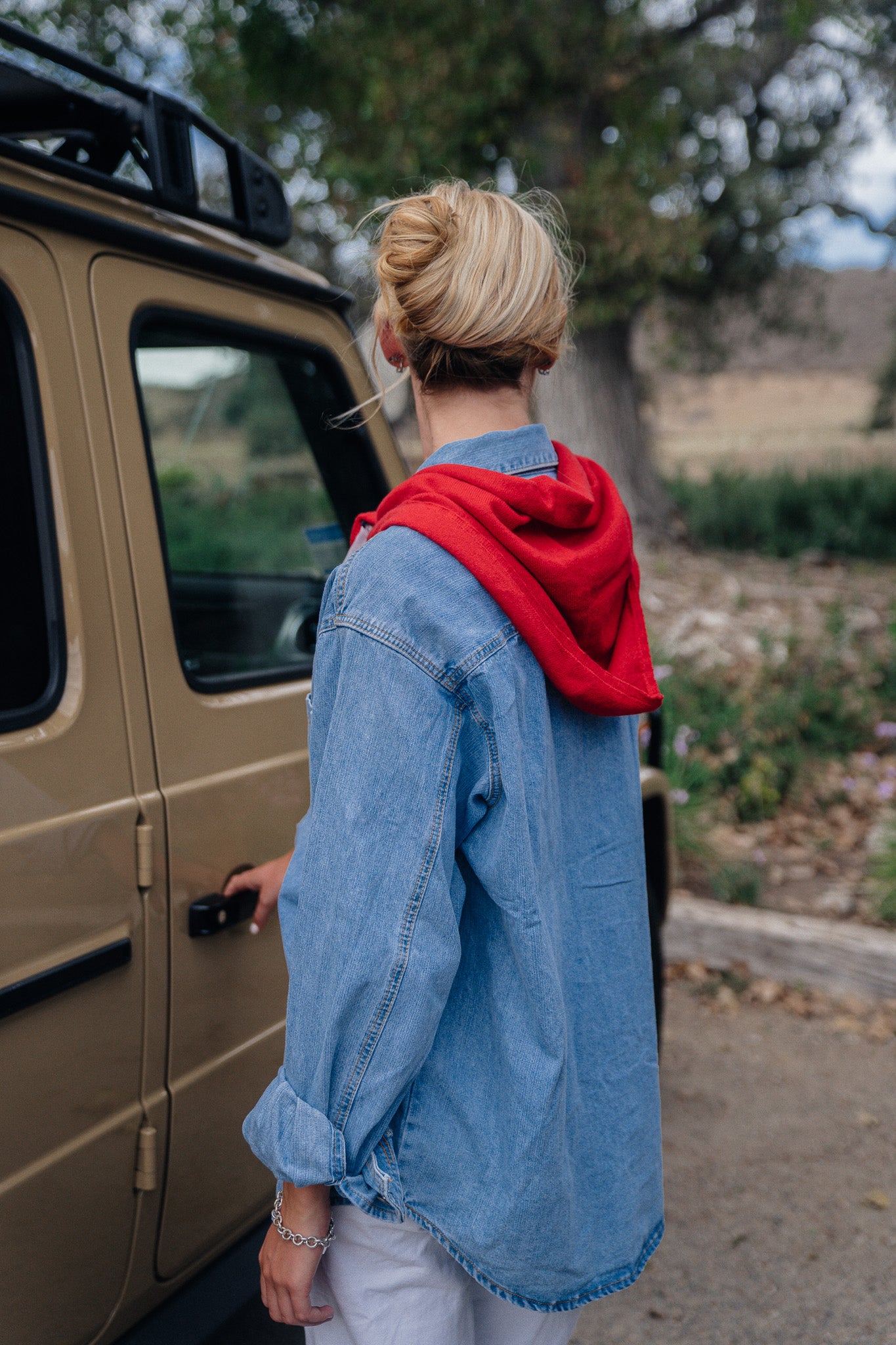 Wool Cashmere Blend Scarf - Red