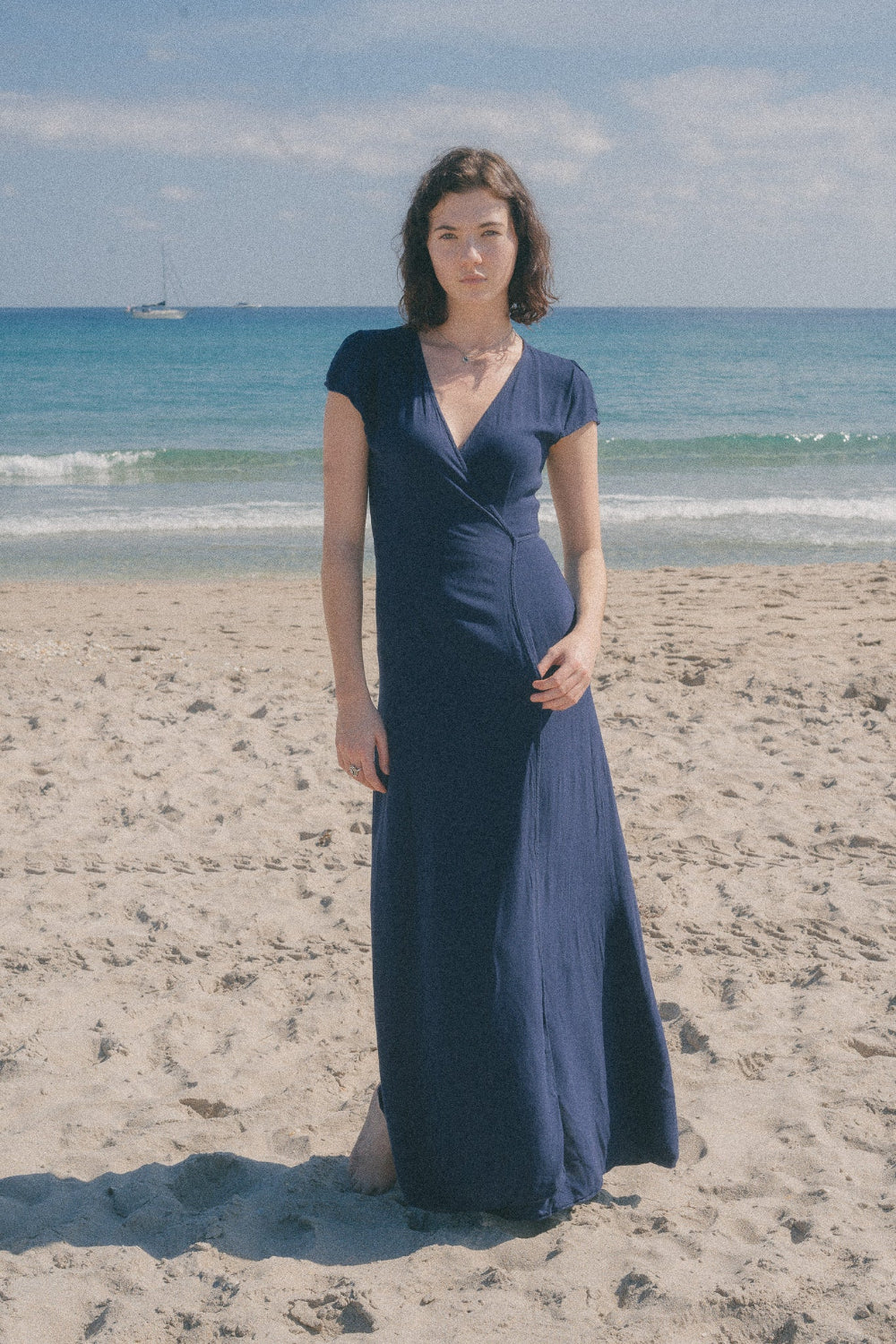 navy blue dress for beach pictures Cabana Life Women's Side Slit Maxi Dress, Navy Blue, Medium