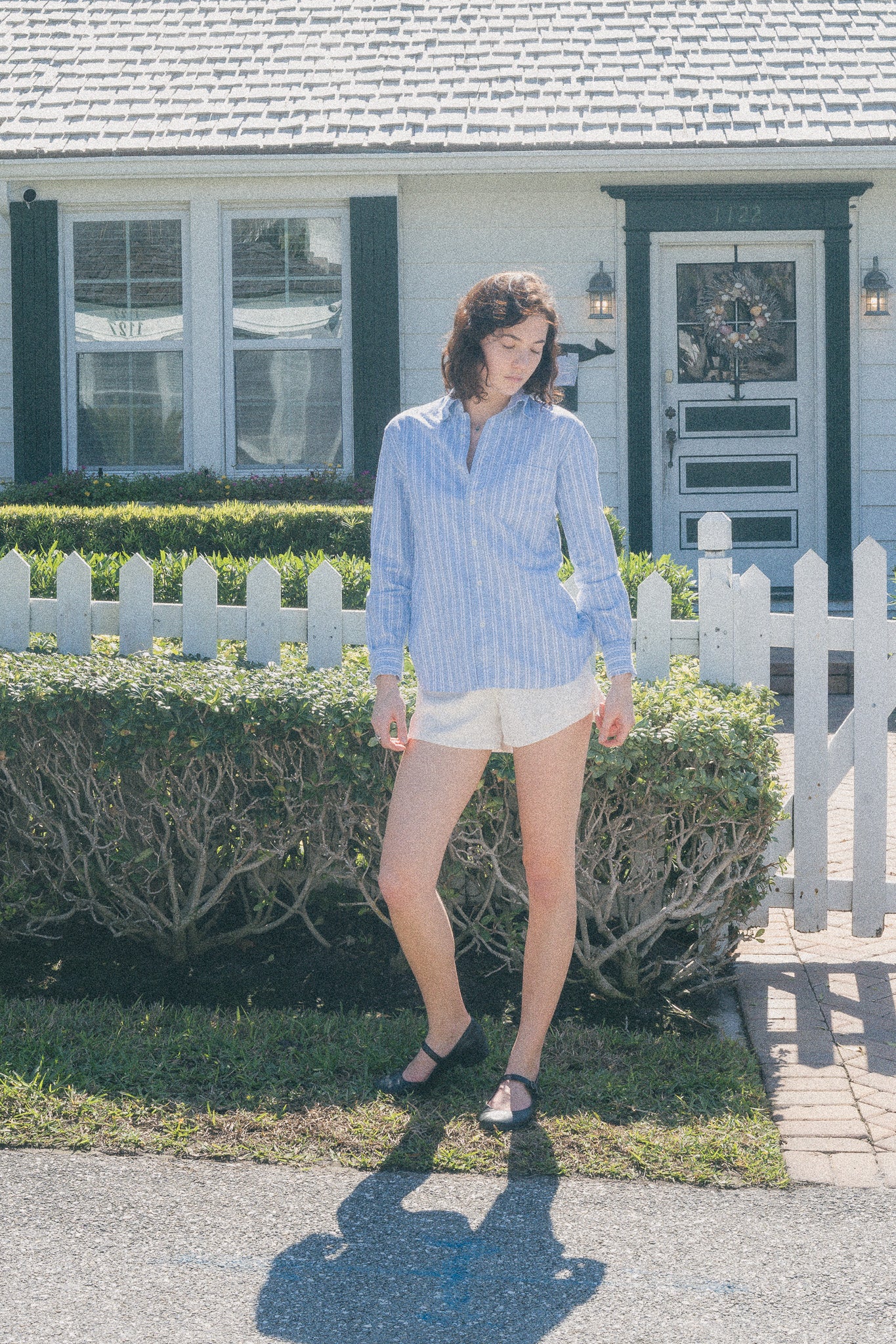 Greenwich Striped Button Down - Baby Blue And White / S