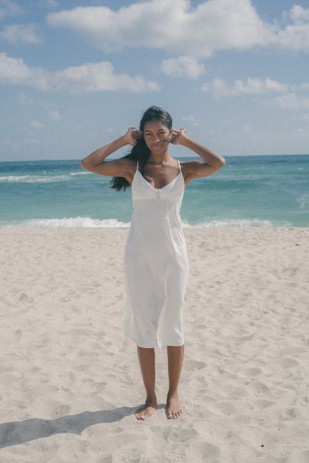 beach wear white dress Berlook Linen Criss-Cross Back Maxi Dress