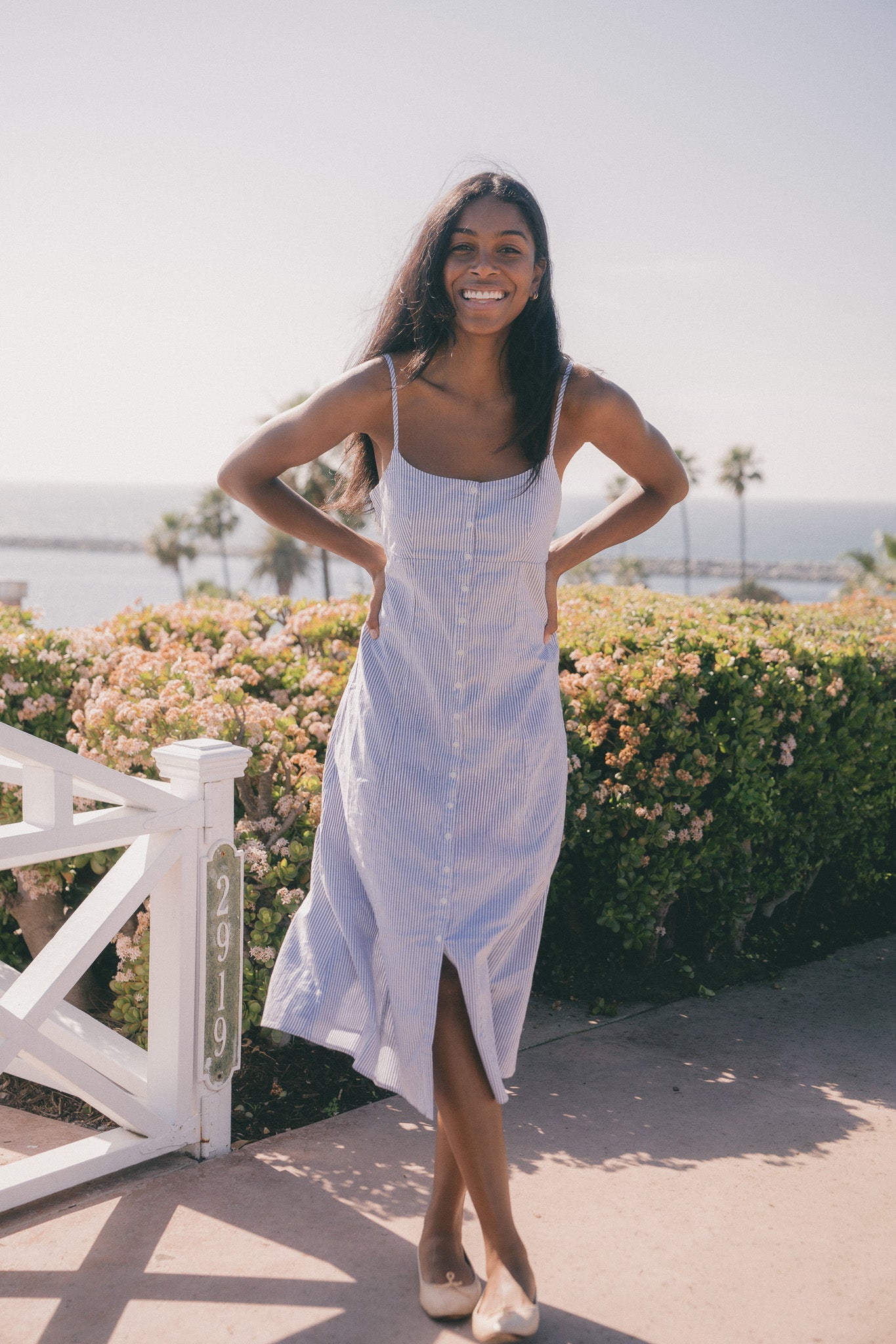 pinstripe dress Penelope Shirt Mini hem completes the look pinstripe KELLY - DRESS ONLY